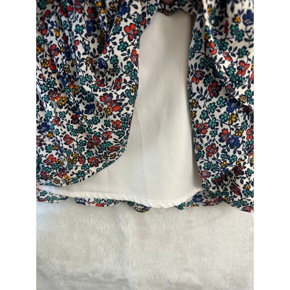 J. Crew Relaxed Ruffle Hem Dress L Fiery Sunset Floral - Picture 6 of 8